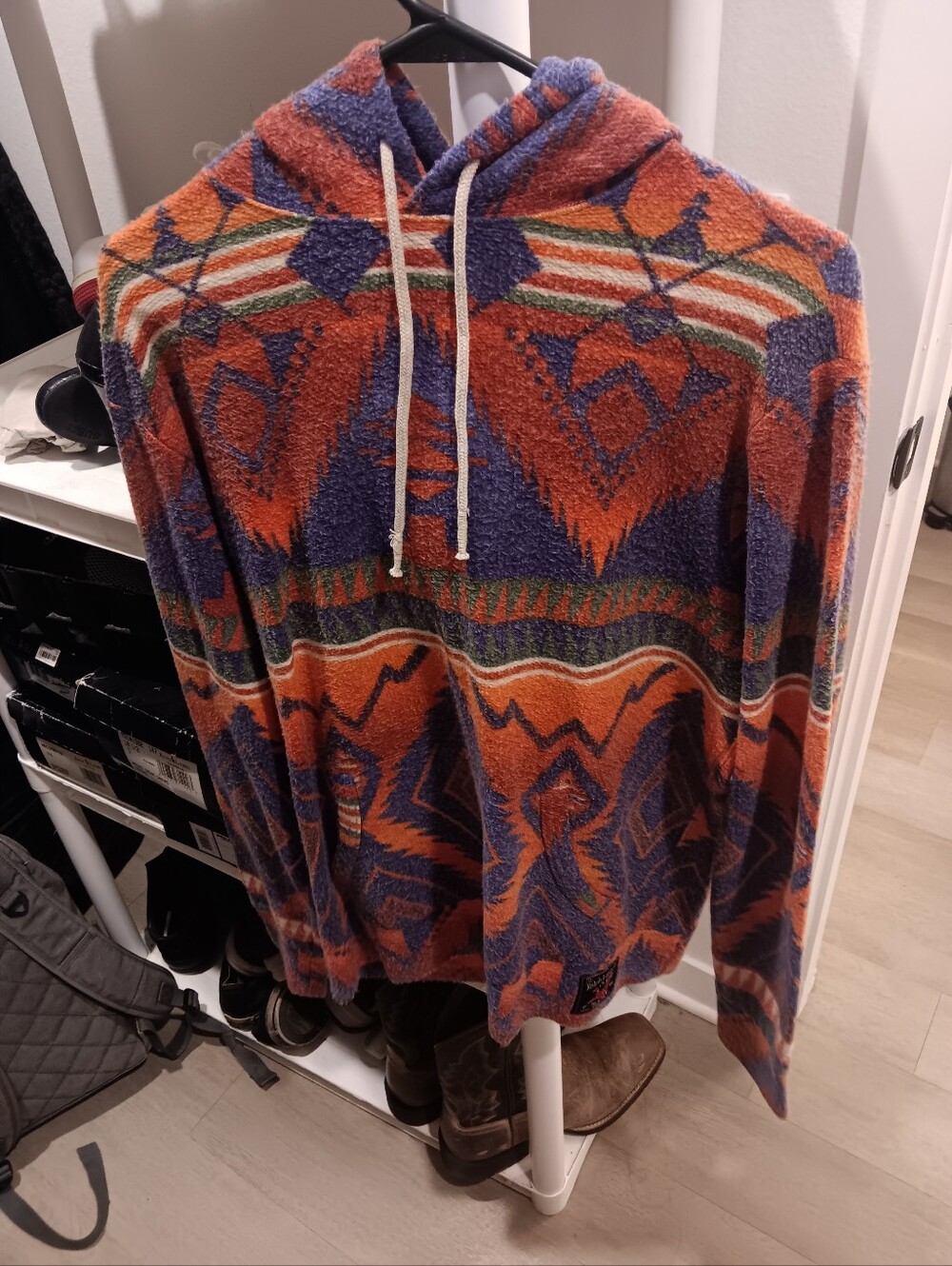 Vintage Ralph Lauren Polo Country Southwestern Aztec Fleece Hoodie Size M